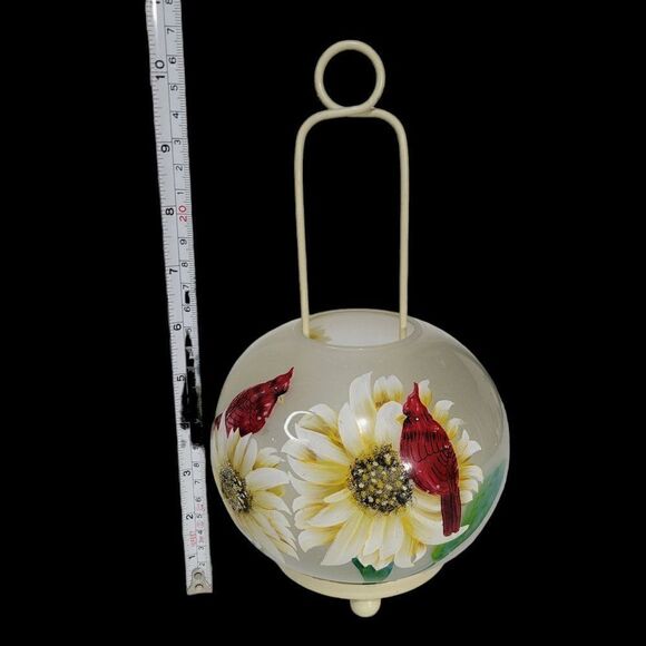 Vintage Round Glass Handpainted Candle Holder Lantern - Picture 10 of 12